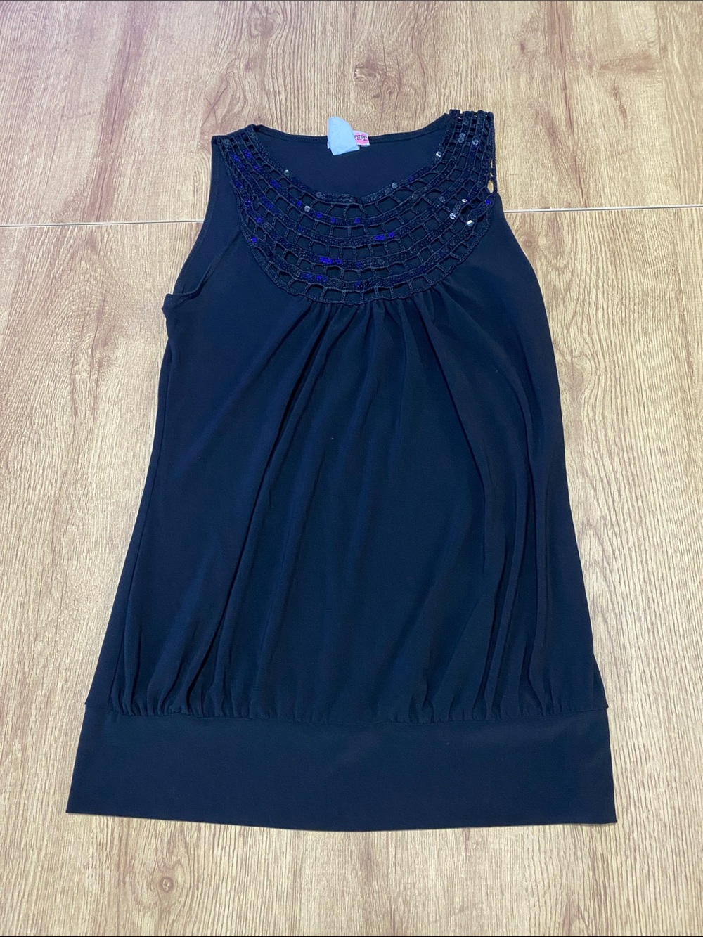 Body Central Black Sleeveless Beaded Yoke Dress